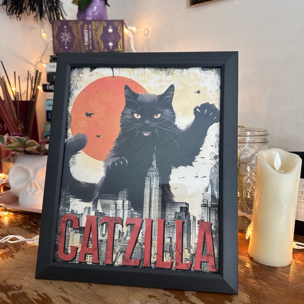 Catzilla Art with Black and Red